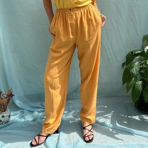 80s Light Orange Linen Blend Pants